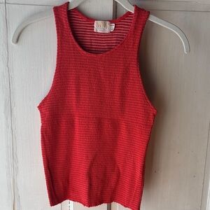 Nation LTD Orange Pinstripe Textured Stretch Knit Muscle Tank